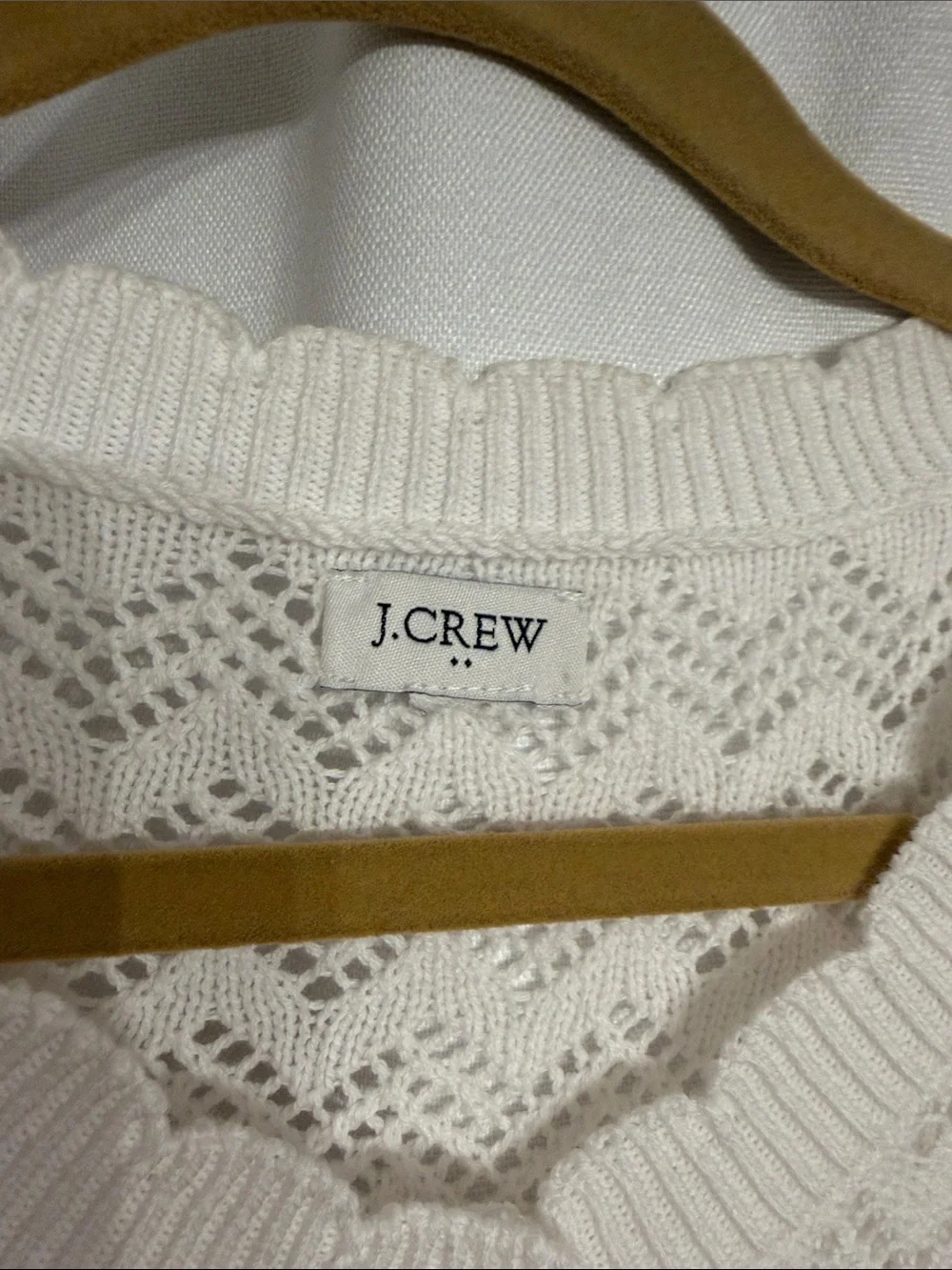 J. Crew Cream Openwork Knit Cardigan
